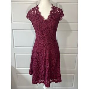 Wishlist Apparel Burgundy Lace Fit and Flare Party Cocktail Dress‎ S